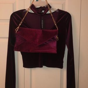 Fashion Nova faux velvet crop top and purse set !!
